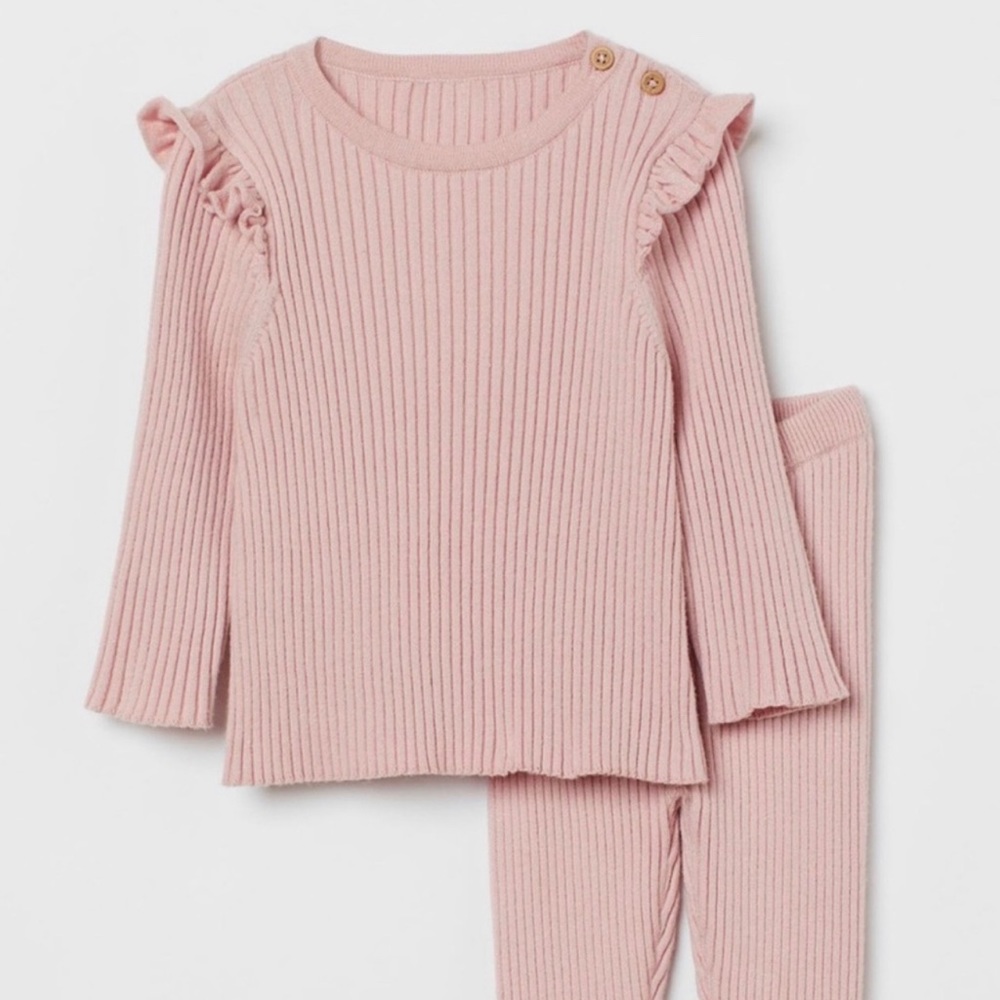 Toddler ribbed H&M pink set